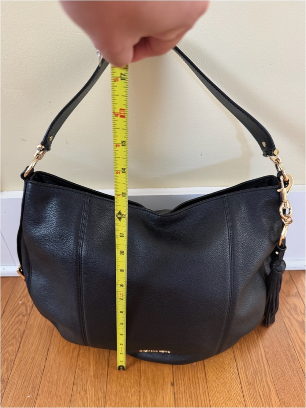 Michael Kors Black Pebbled Leather Hobo with Tassel